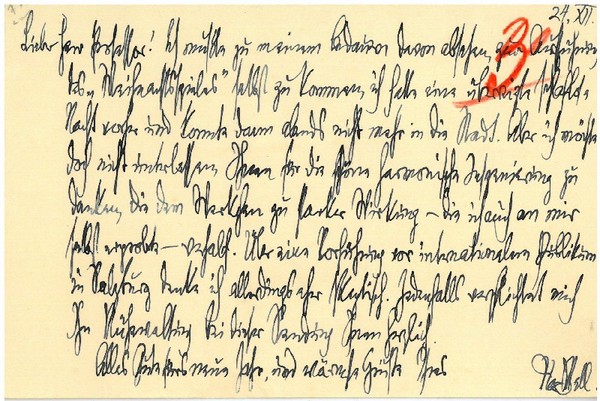 Eigenh. Postkarte mit U.