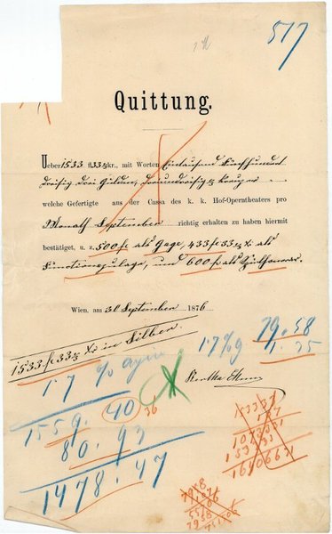 Quittung mit eigenh. U.