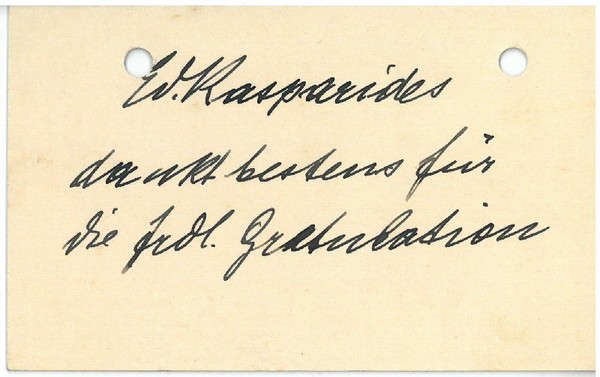 Eigenh. Kärtchen mit U.