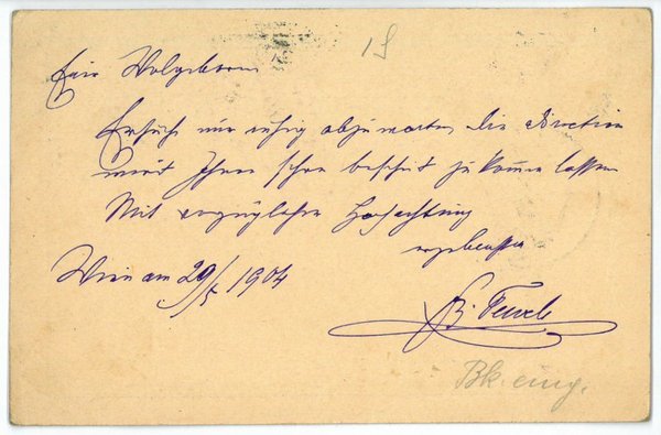 Eigenh. Briefkarte und eh. Postkarte mit U.