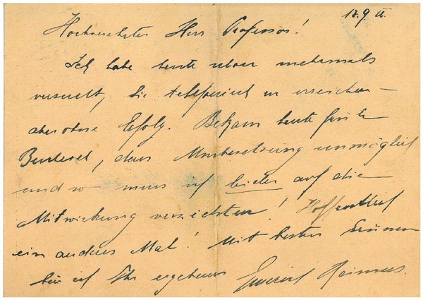 Eigenh. Postkarte mit U.