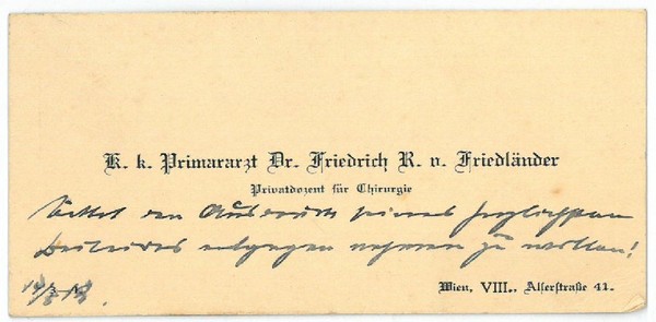 Eigenh. Visitenkarte.