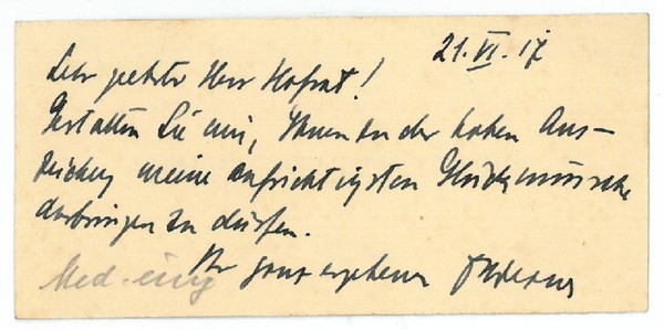 Eigenh. Visitenkarte.