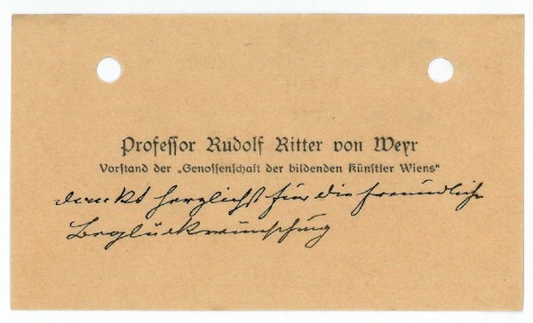 Eigenh. Visitenkarte.