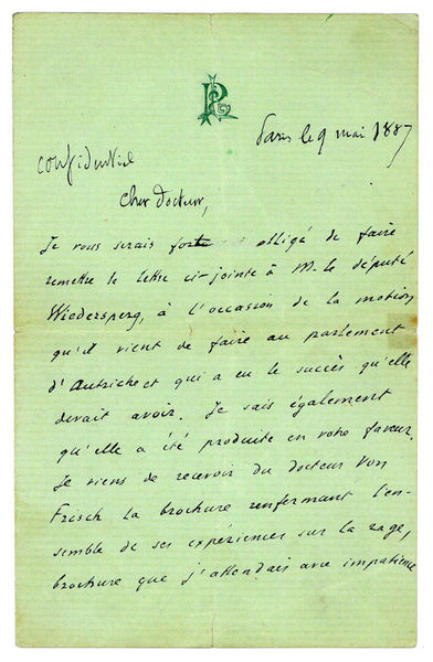 Letter signed ("L. Pasteur").