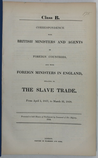 Class B. Correspondence with British Ministers and Agents in Foreign …
