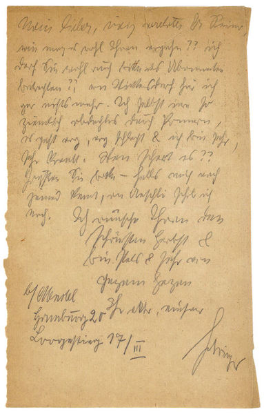Eigenh. Brief mit U. ("Haringer").