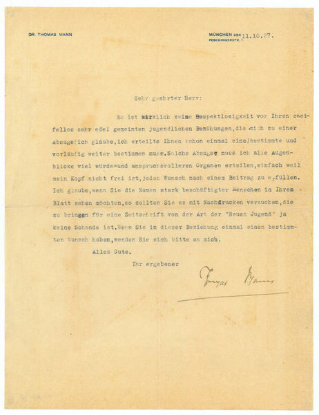 Typed letter signed.