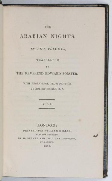 The Arabian Nights, in five volumes, translated by the Reverend …