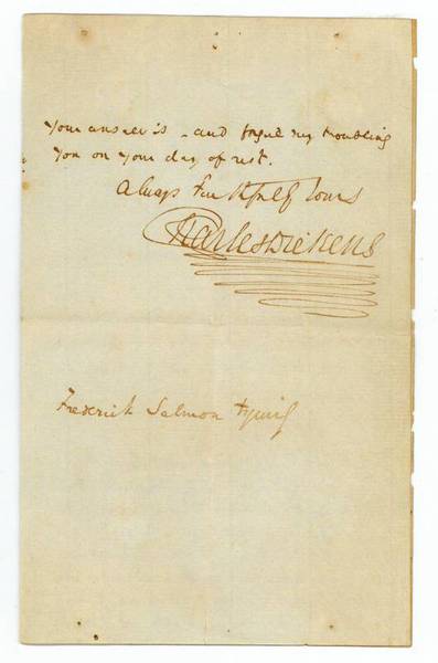 Autograph letter signed ("Charles Dickens").