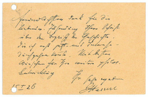 Autograph postcard signed.