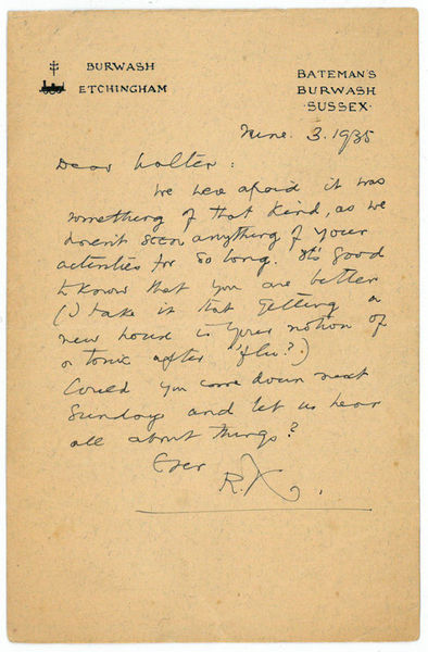 Autograph letter signed (RK").