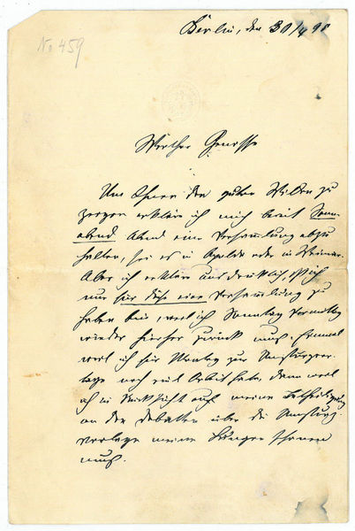 Autograph letter signed ("A. Bebel").