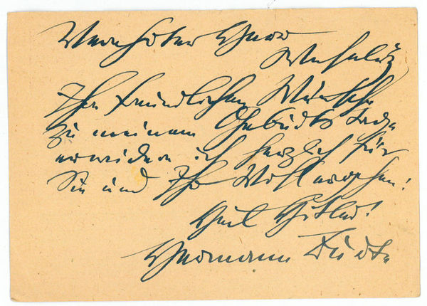 Eigenh. Postkarte mit U.