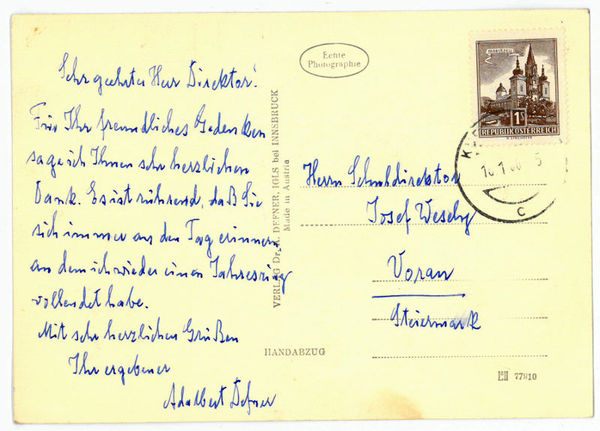 Eigenh. Bildpostkarte mit U.