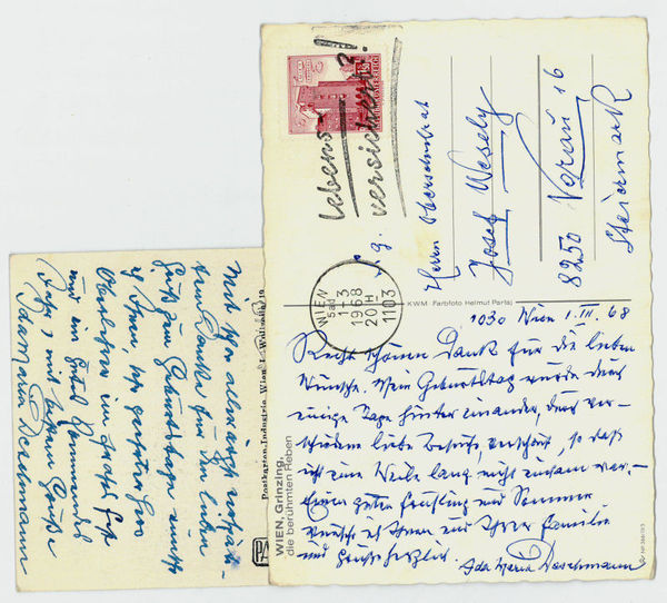 2 eigenh. Bildpostkarten mit U.