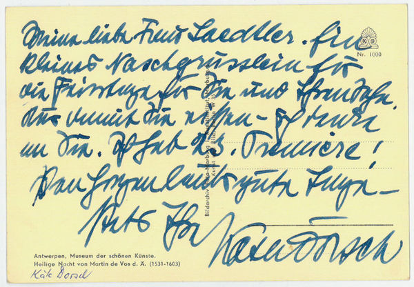 Eigenh. Bildpostkarte mit U.