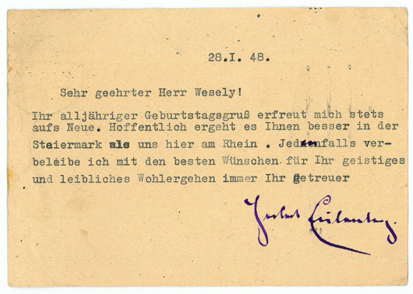 Ms. Postkarte mit eigenh. U.