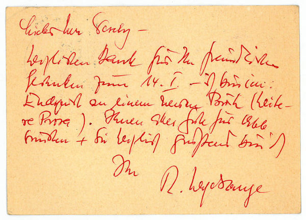 Eigenh. Postkarte mit U.