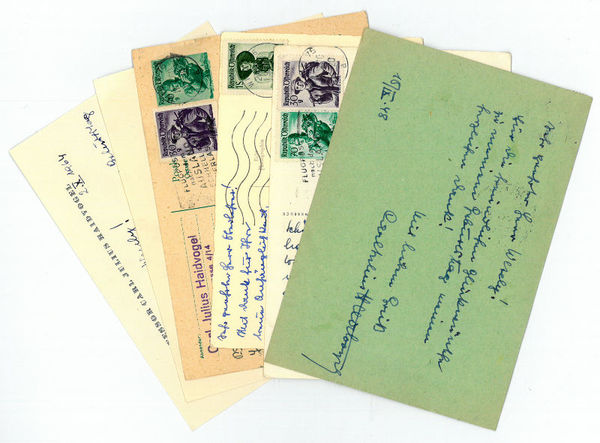 7 eigenh. Briefe, (Bild-)Postkarten und Billetts mit U.