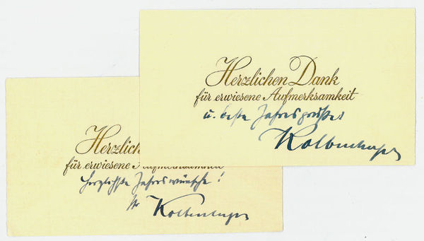 2 gedr. Briefkarten mit eigenh. U.