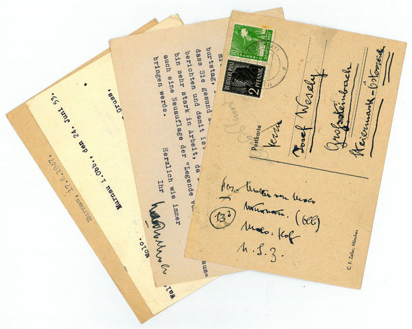 3 ms. und 1 eigenh. Postkarte mit U.