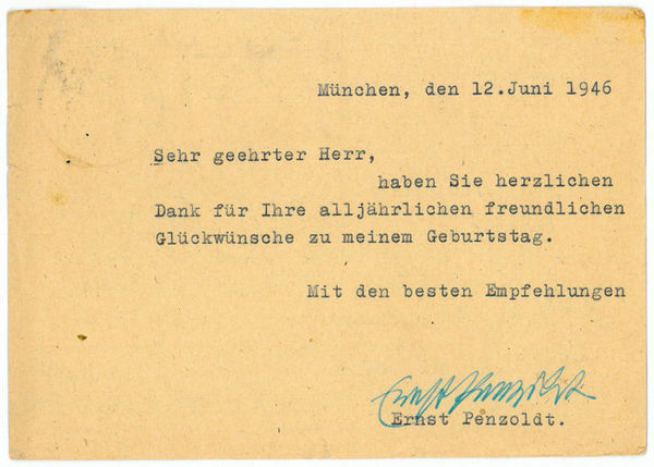 Ms. Postkarte mit eigenh. U.