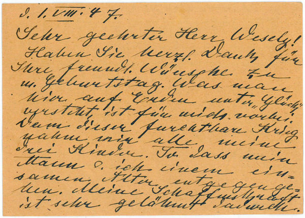 Eigenh. Postkarte mit U.