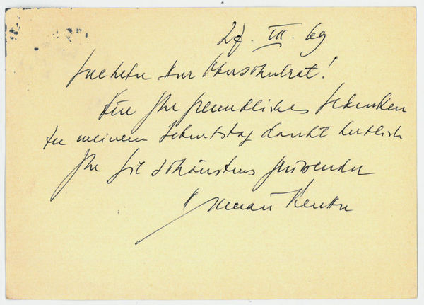 Eigenh. Postkarte mit U.