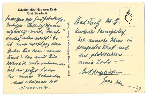 Eigenh. Portraitpostkarte mit U.