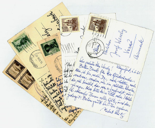 5 eigenh. Bildpostkarten mit U.
