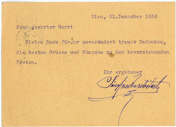 Ms. Postkarte mit eigenh. U.