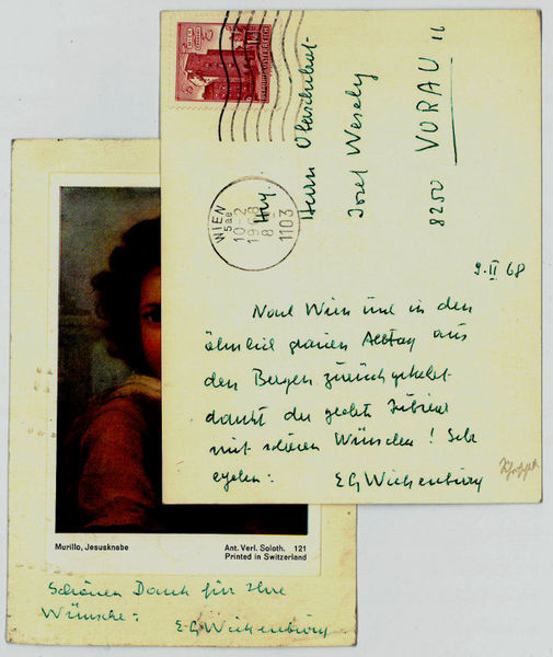 2 eigenh. Bildpostkarten mit U.
