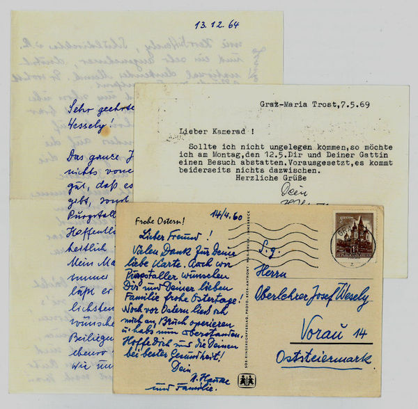 Eigenh. Bildpostkarte und eh. Postkarte mit U.