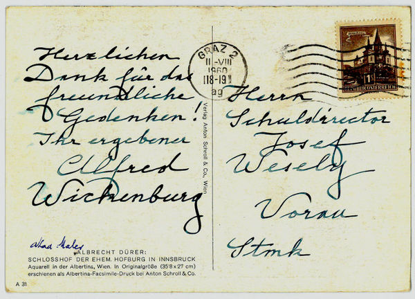 Eigenh. Bildpostkarte mit U.