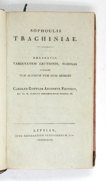 Trachniniae. Emendavit, varietatem lectionis, scholia notasque tum aliorum tum suas …