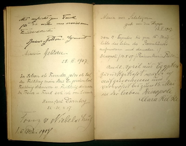 Autograph entry in the guestbook of Capri's Villa Discopoli.