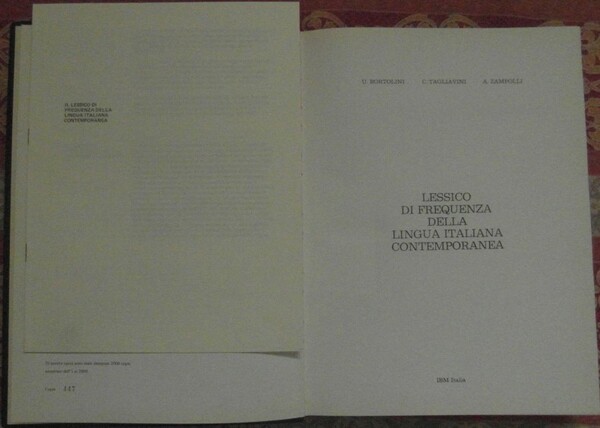 LESSICO DI FREQUENZA DELLA LINGUA ITALIANA CONTEMPORANEA.