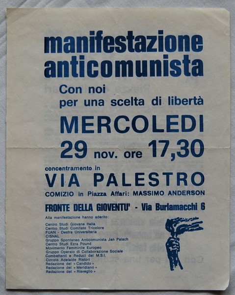 MANIFESTAZIONE ANTICOMUNISTA. CON NOI PER UNA SCELTA DI LIBERTA'.