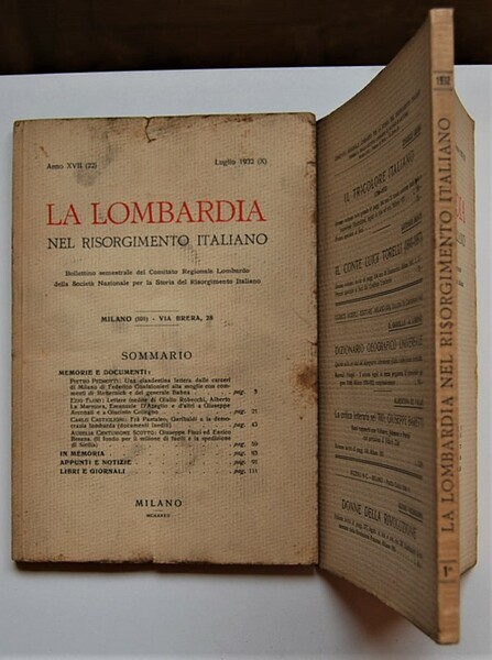 LA LOMBARDIA NEL RISORGIMENTO ITALIANO. ANNO XVII. GENNAIO E LUGLIO …