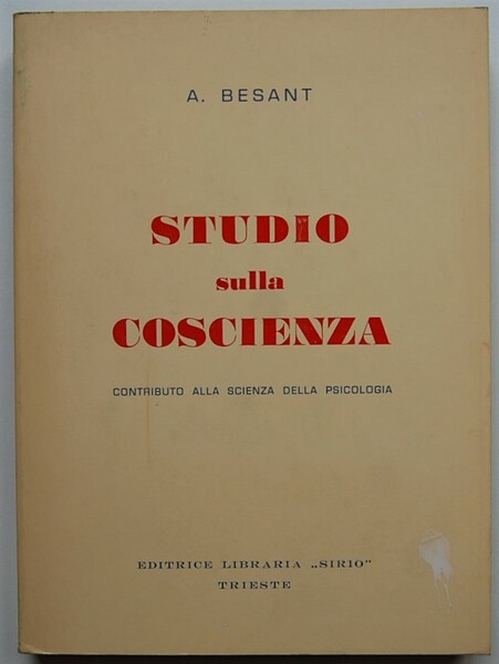 STUDIO SULLA COSCIENZA. CONTRIBUTO ALLO STUDIO DELLA PSICOLOGIA.