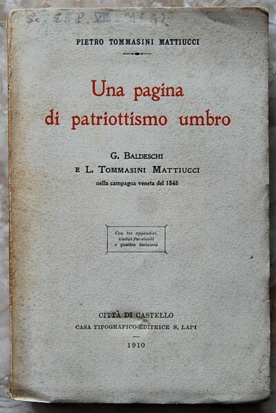 UNA PAGINA DI PATRIOTTISMO UMBRO. G. BALDESCHI E L. TOMMASINI …