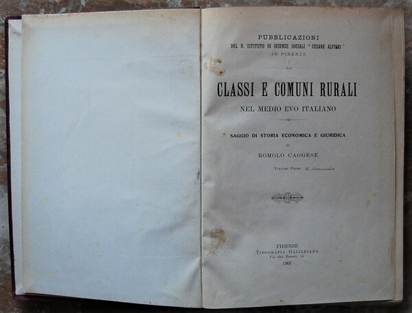 CLASSI E COMUNI RURALI NEL MEDIO EVO ITALIANO. SAGGIO DI …