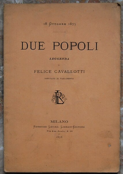 18 OTTOBRE 1875. DUE POPOLI. LEGGENDA.