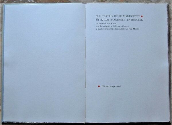 SUL TEATRO DELLE MARIONETTE. CON QUATTRO INCISIONI ALL'ACQUAFORTE DI NEIL …