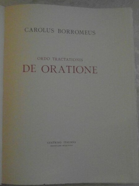 DE ORATIONE. ORDO TRACTATIONIS.
