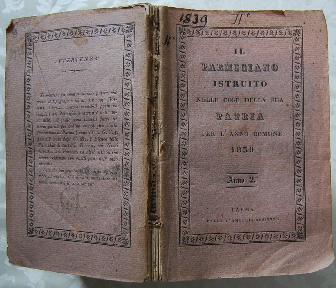 IL PARMIGIANO ISTRUITO NELLE COSE DELLA SUA PATRIA. ANNO 1839.