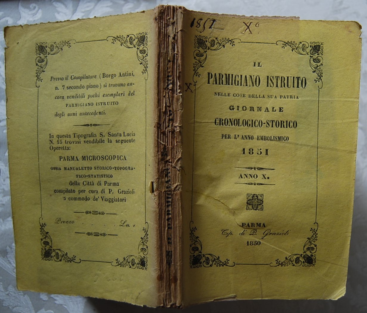 IL PARMIGIANO ISTRUITO NELLE COSE DELLA SUA PATRIA. ANNO 1851.