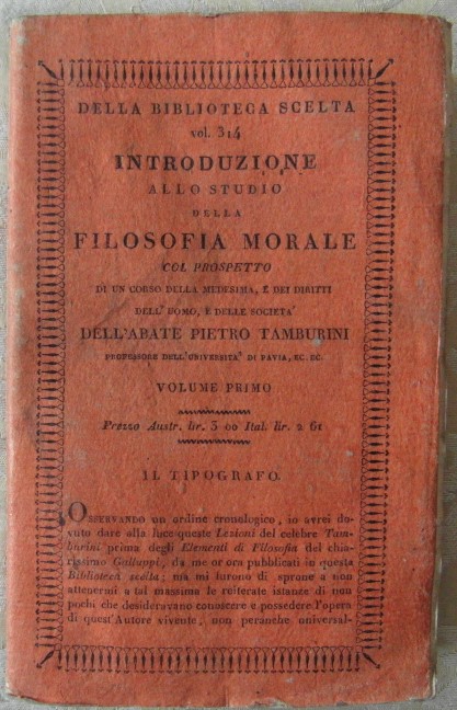 INTRODUZIONE ALLO STUDIO DELLA FILOSOFIA MORALE. VOLUME I.