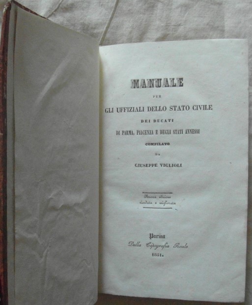 MANUALE PER GLI UFFIZIALI DELLO STATO CIVILE DEI DUCATI DI …